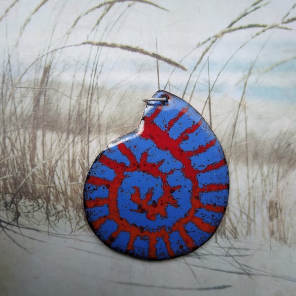 “Ammonite” copper enamelled pendant 172