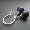 Peacock Pearl Earrings - Blue Black Pearl Jewellery