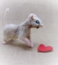 Small Valentine Gift, Wool Mouse Figurine, Felted Animal Ornament, Soft Mouse - Image 8