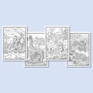 (Digital) Jungle Animals On Four Colouring Pages