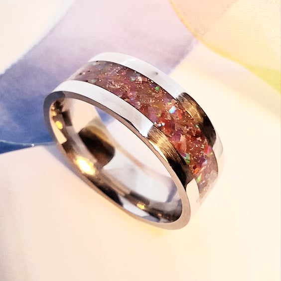 Purple and Red Inlay Ring