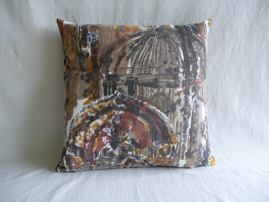 1960s vintage "Mosques" fabric cushion cover