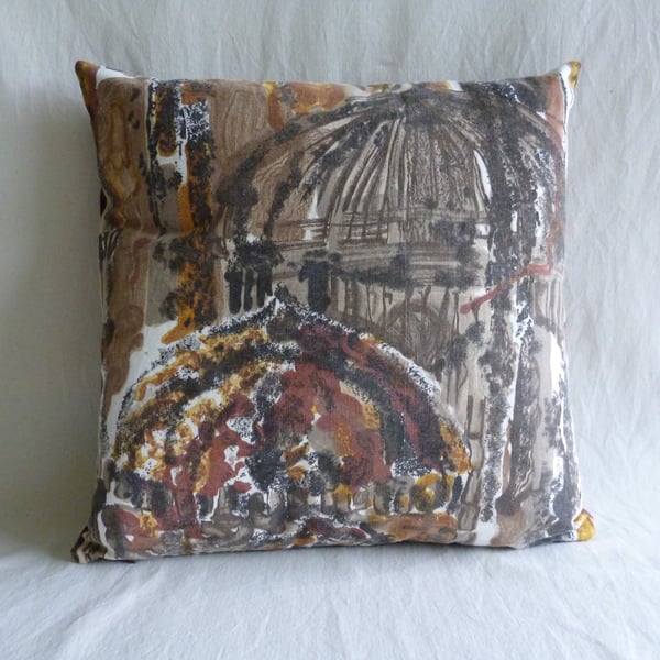 1960s vintage "Mosques" fabric cushion cover