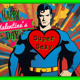 Happy Valentine's Day Super Sexy Hero Card A5