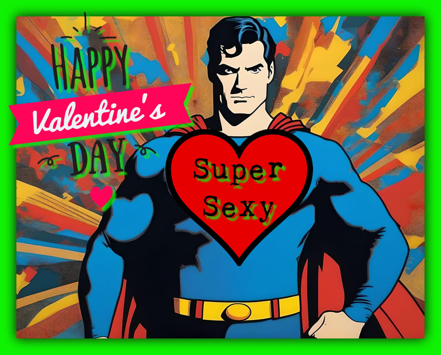 Happy Valentine's Day Super Sexy Hero Card A5