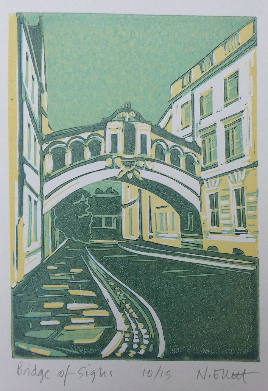 Bridge of Sighs - Oxford linoprint