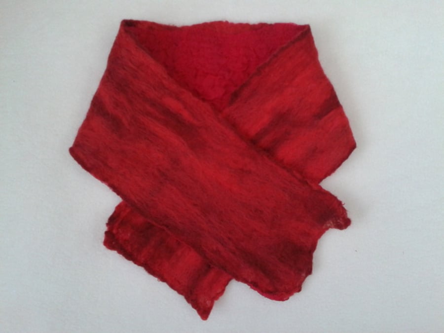 Short scarf, collar, neck warmer, nuno felted wool on silk