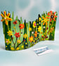 Fused Glass Wavy Panel - Large - Green - Orange - Yellow