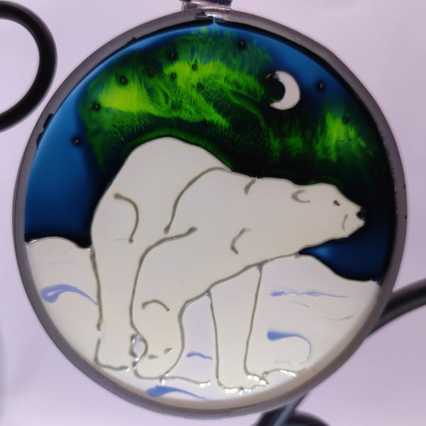 Handmade glass painted window hanging or Christmas tree bauble