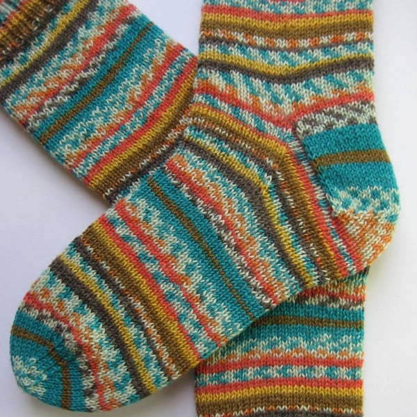 hand knit womens wool socks UK 6-8