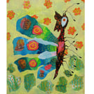 Abstract Butterfly Painting Surreal Insect Entomological Artwork 10 x 12" Canvas