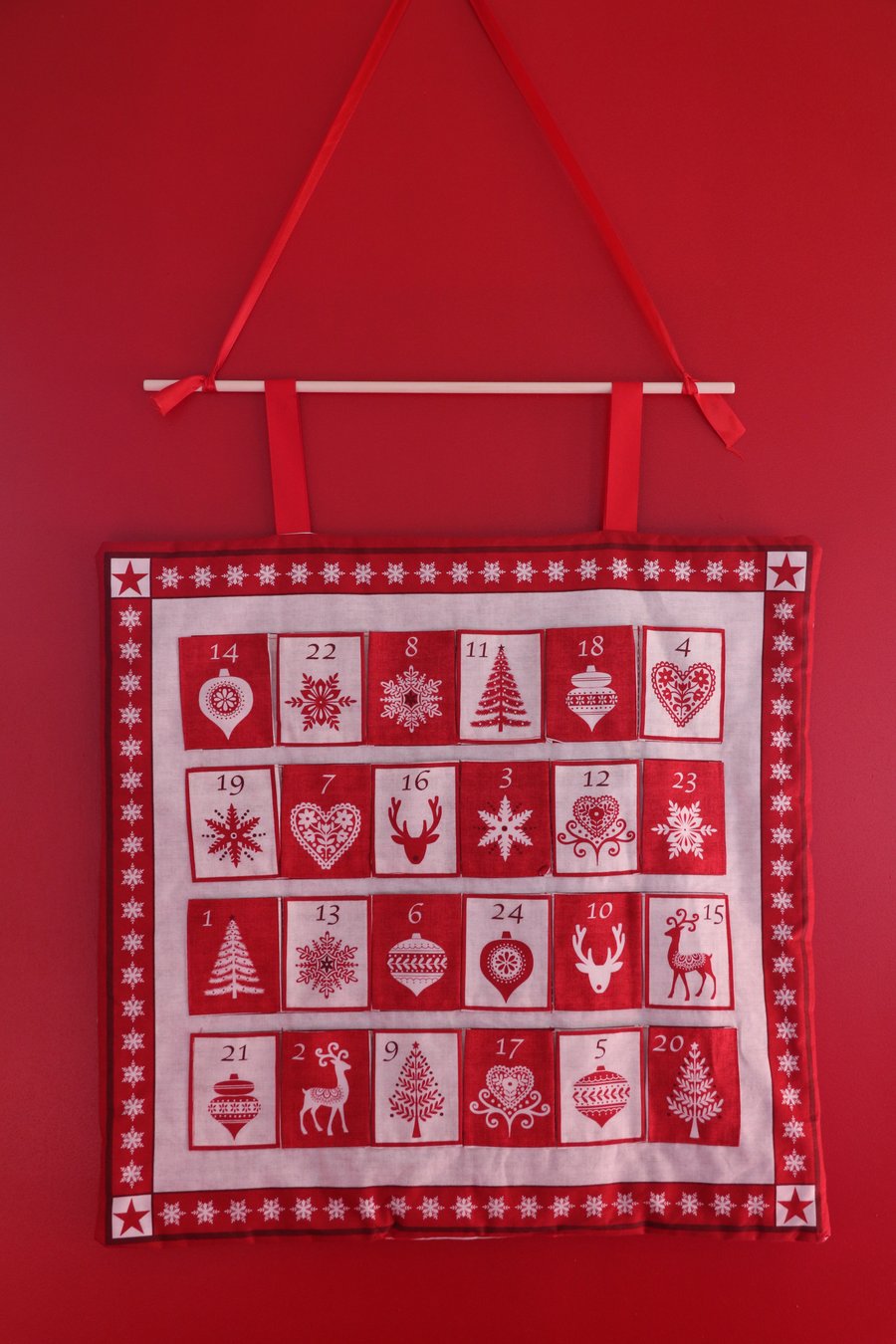 Red and white advent calendar - Folksy