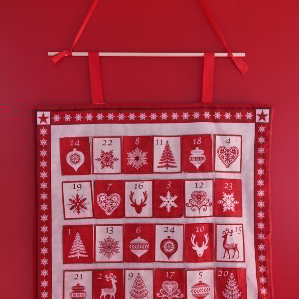 Red and white advent calendar - Folksy