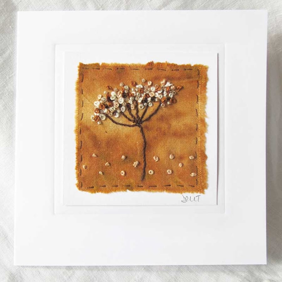 RUST PRINTED EMBROIDERED CARD 