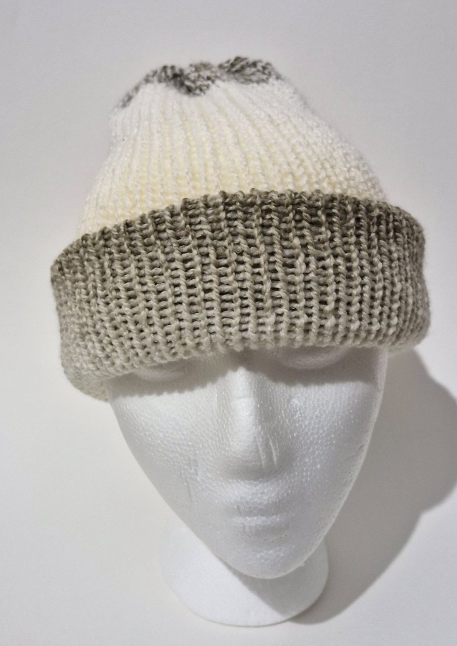 Ladies Beige Brown Wool Beanie Medium