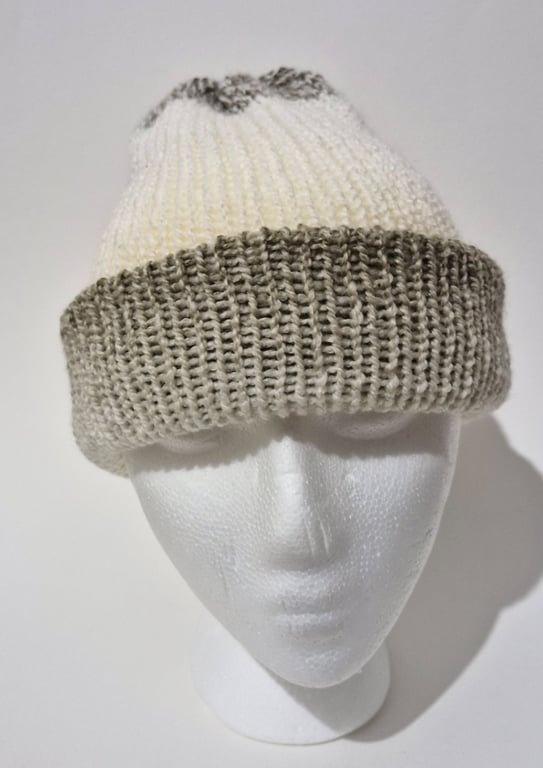 Ladies Beige Brown Wool Beanie Medium