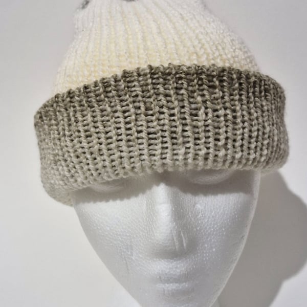 Ladies Beige Brown Wool Beanie Medium