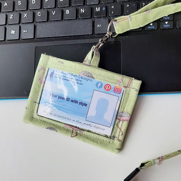 Flamingo ID holder, Pretty gift for a teacher - Free P&P