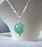 Gemstone Necklace, Sterling Silver Cable Chain, Green Aventurine Pendant - Image 2