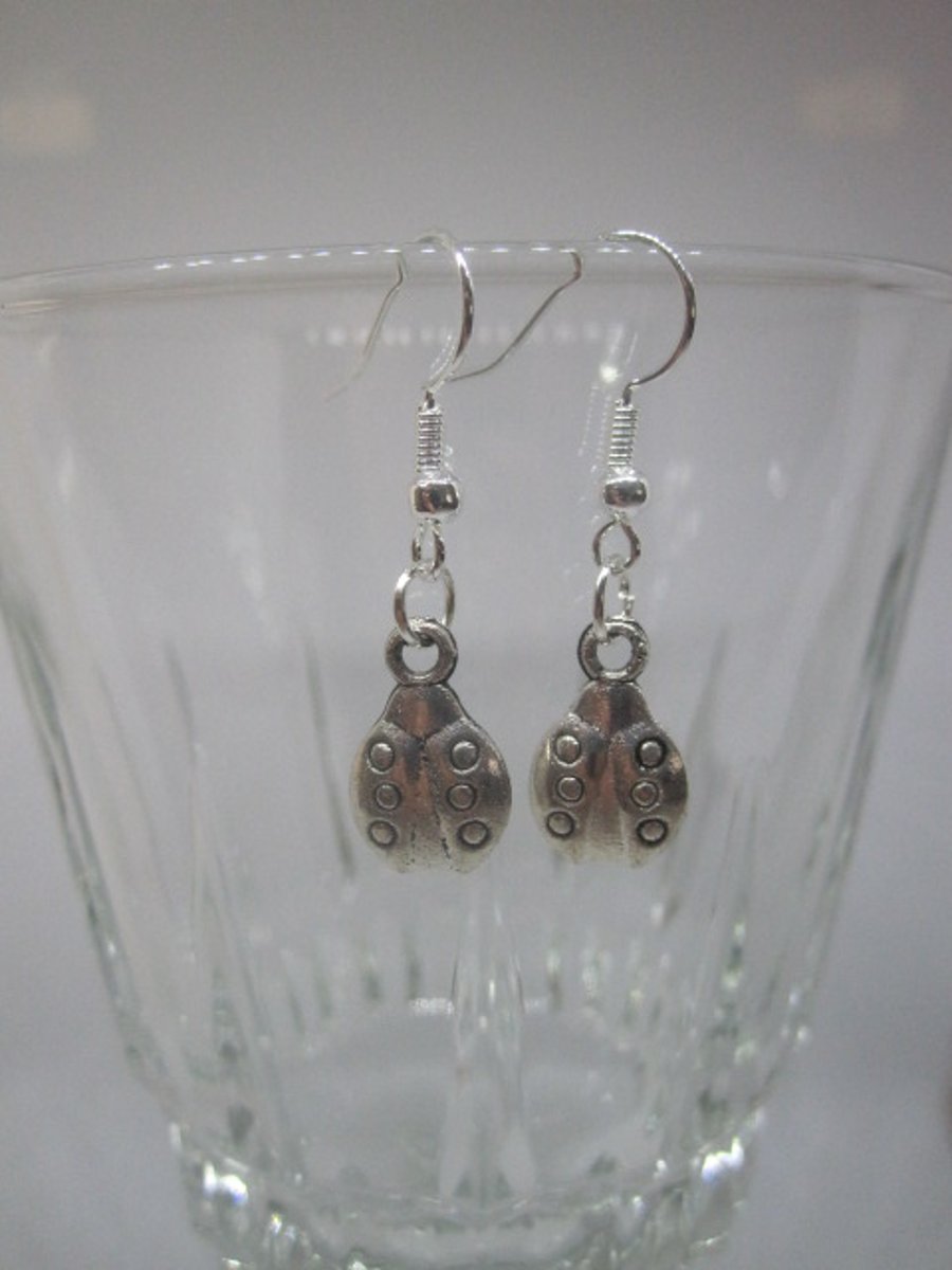Ladybird Themed Tibetan Charm Earrings
