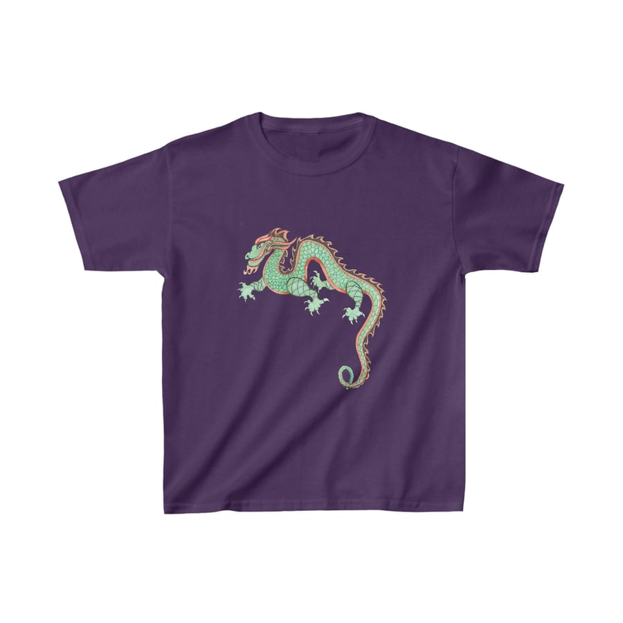 Green and Red Dragon Funky Kids Tshirt by Bikabunny