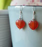 Red agate heart and sterling silver earrings  - Image 2
