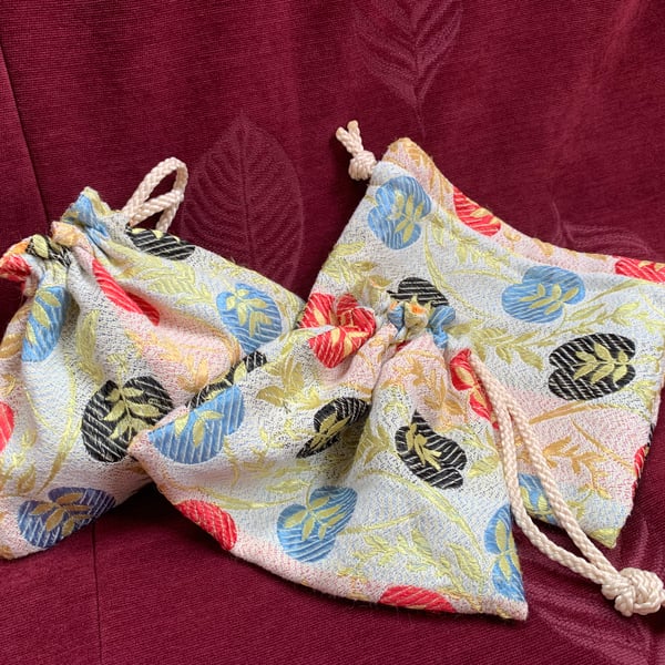 Autumnal Handmade Drawstring Bags 