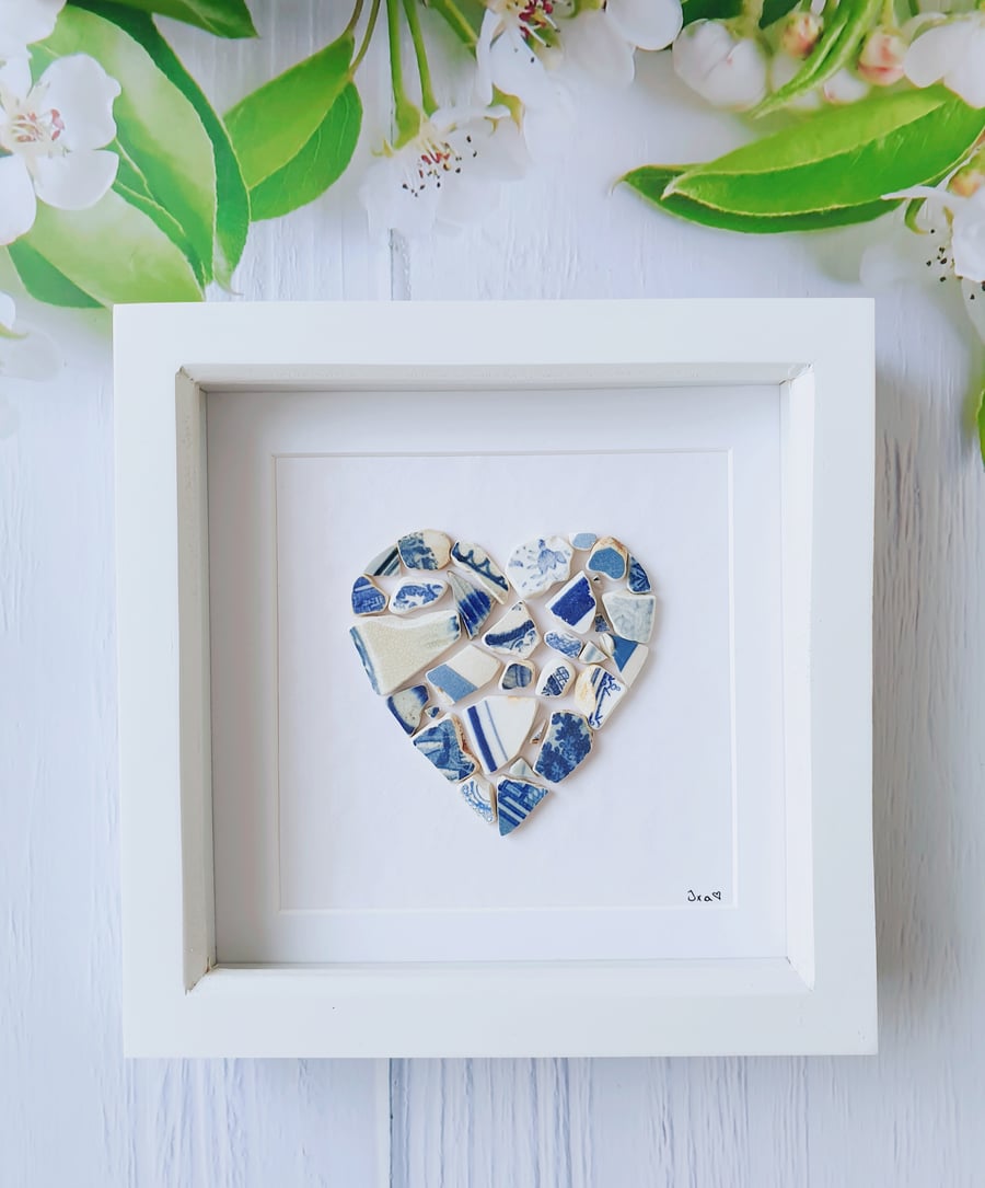 Blue seapottery framed art "LOVE"