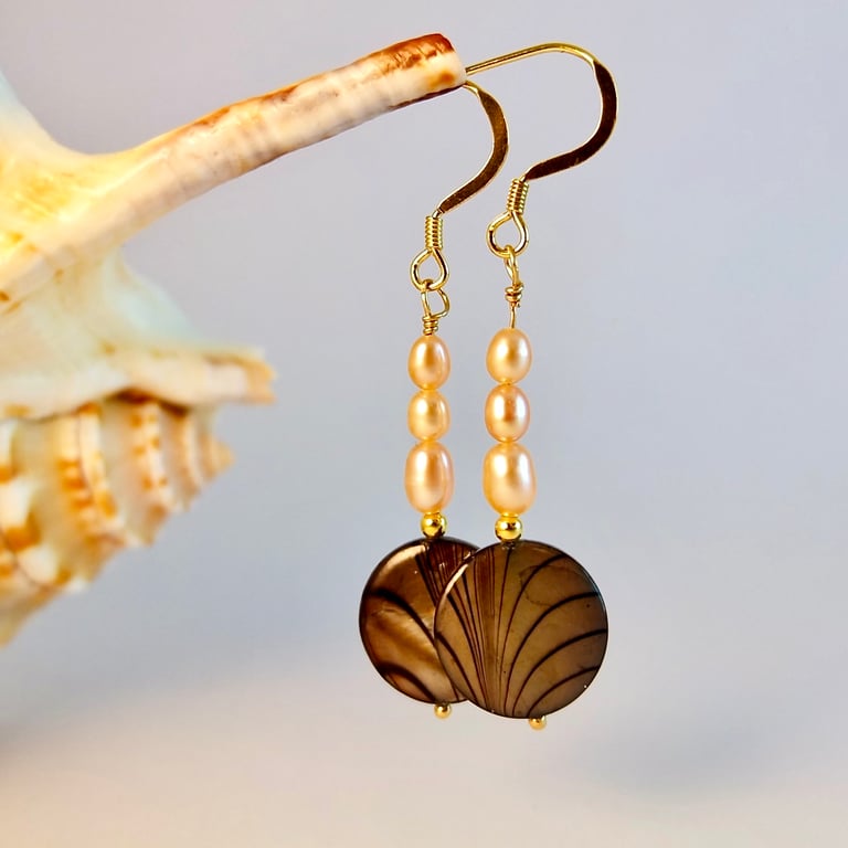 Pearl And Shell Earrings - Anniversary, June Birthday, Bridesmaid, Gifts For Her