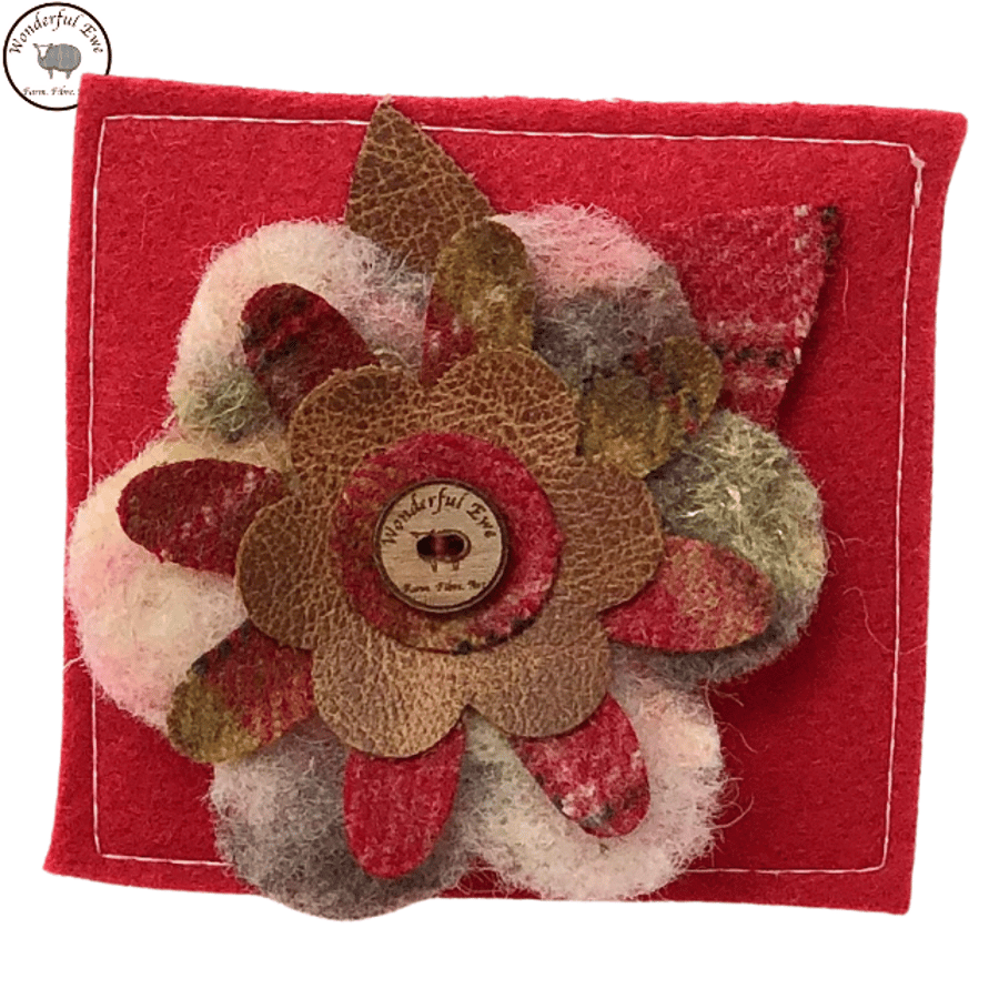 Brooch greeting card bag charm letterbox gift flower felt leather tweed