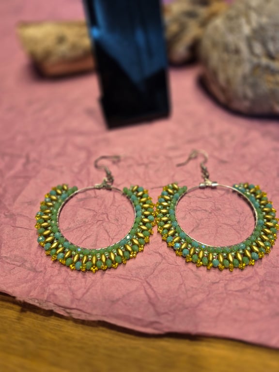 Stand out bead embellished hoop earrings