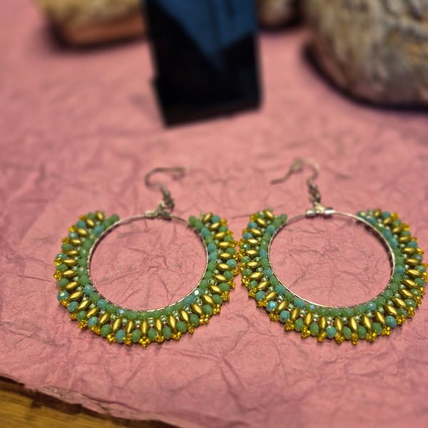 Stand out bead embellished hoop earrings