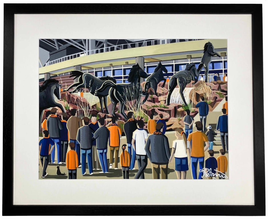 Denver Broncos NFL. Framed American Football Art Print. 20" x 16" Frame Size