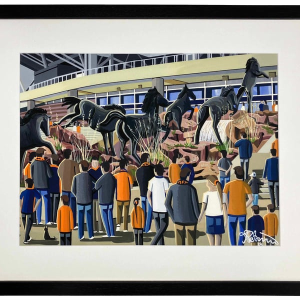 Denver Broncos NFL. Framed American Football Art Print. 20" x 16" Frame Size