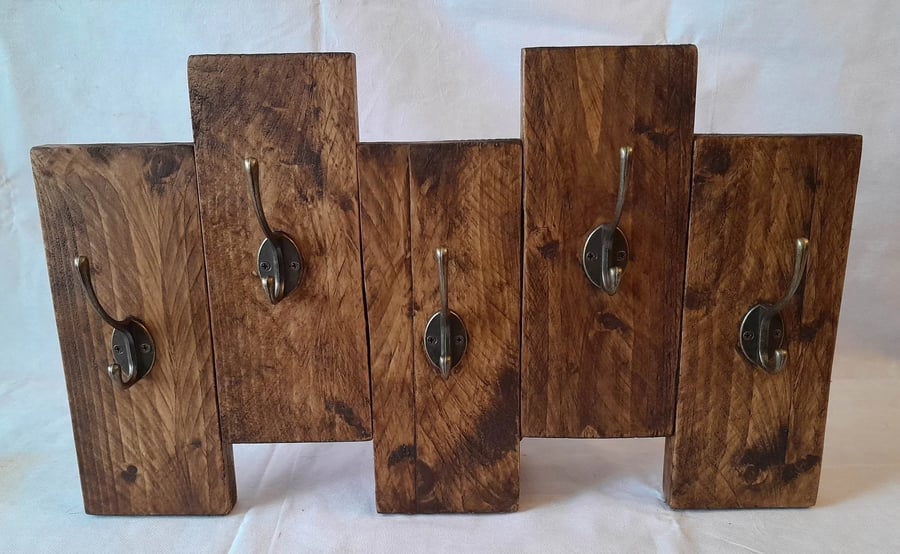 Dark Wooden Coat Peg Wooden Coat Rack Black