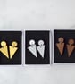 Wooden Gold-painted Two-part Dangly Earring with Triangle - Image 5