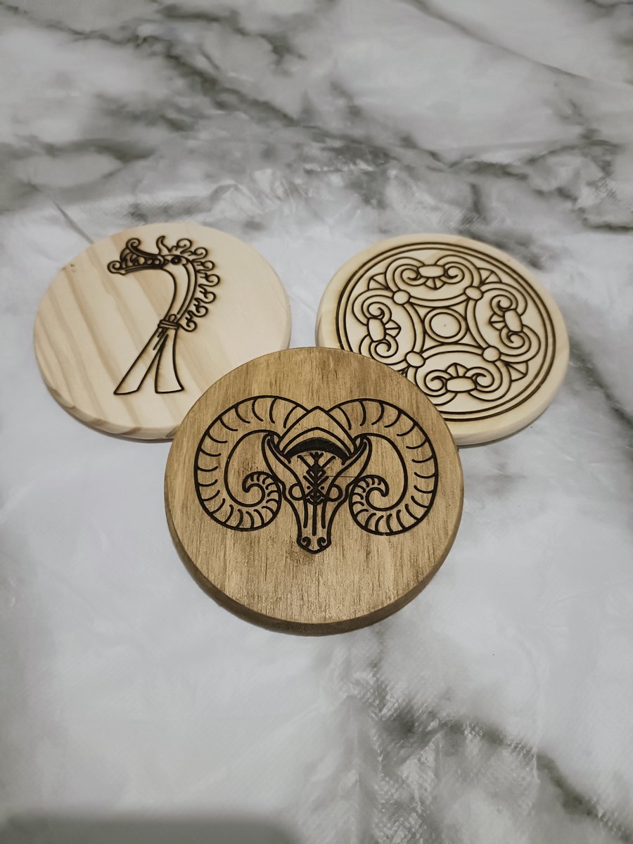 Set of 2 Fantasy Coasters, Viking Drink Coaster... Folksy