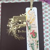  ' Merry  Christmas ' Hand drawn and painted bookmark with silk ribbon '
