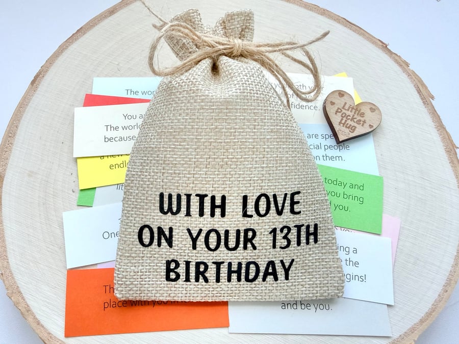 13th Birthday Gift, Keepsake Bag of 31 Quotes, Turning 13, Becoming a Teenager