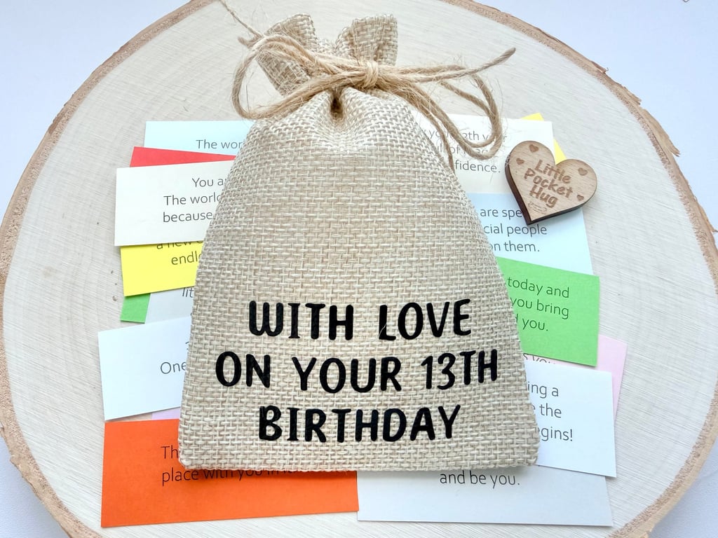 13th Birthday Gift, Keepsake Bag of 31 Quotes, Turning 13, Becoming a Teenager