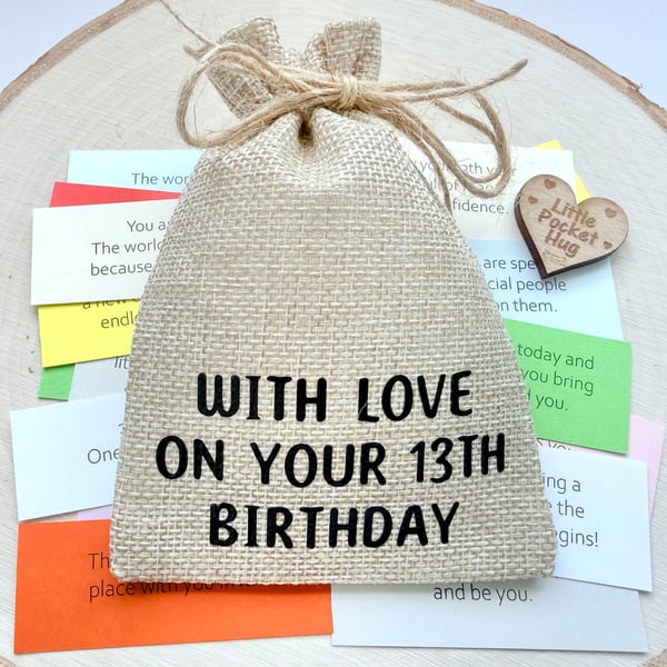 13th Birthday Gift, Keepsake Bag of 31 Quotes, Turning 13, Becoming a Teenager