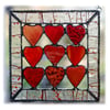 9 of Hearts Suncatcher Stained Glass Framed 013 Red