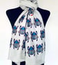 Egyptian Blue Scarab Scarf Spiritual Protection Gift. Grey. Lightweight
