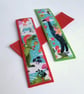 Christmas Dinosaur Bookmark - fabric and wool felt in green or red - Image 1