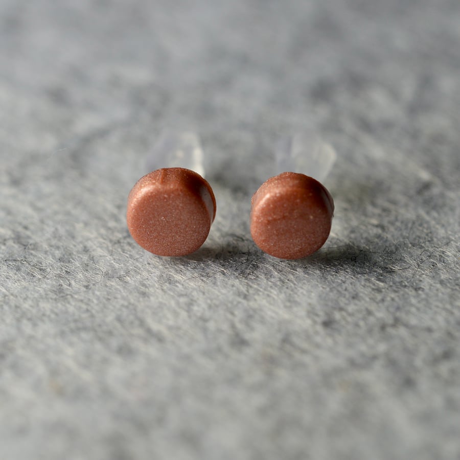 Rose Gold Coloured Polymer Clay Earrings 