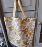 Floral Daisy, Chrysanthemum Tote Bag. Blues And Reds. Floral Shopping Bag. - Image 5