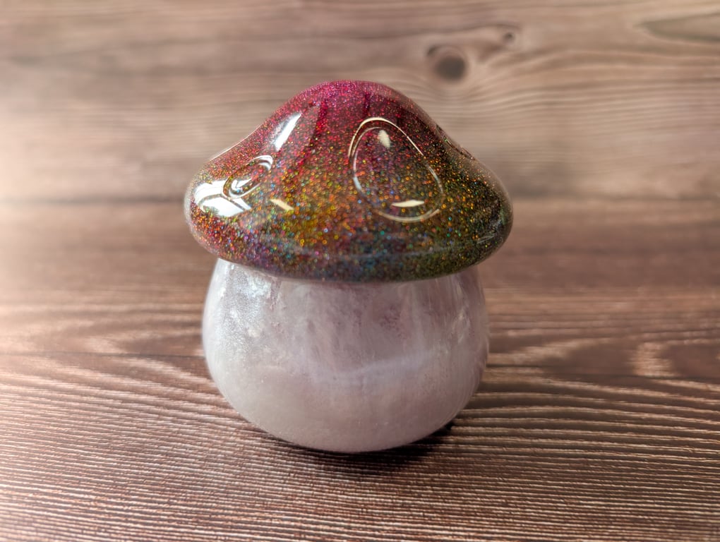 Handmade Resin Toadstool Jar – Rainbow Galaxy