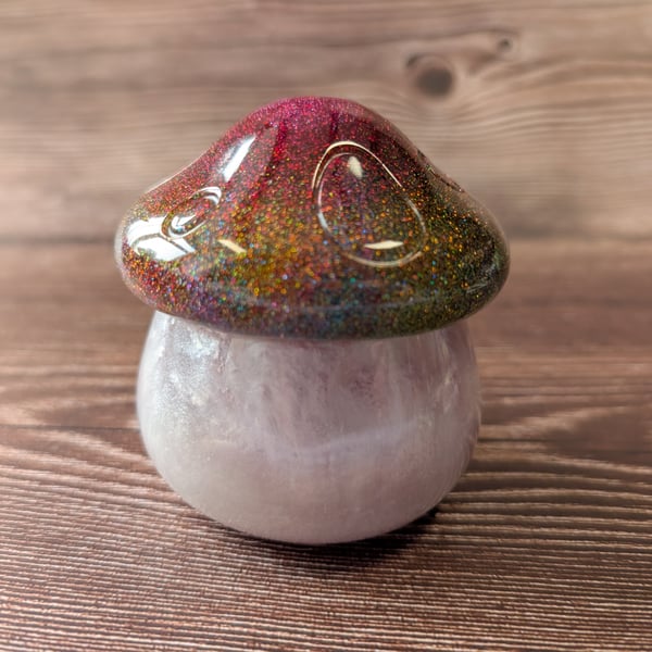 Handmade Resin Toadstool Jar – Rainbow Galaxy