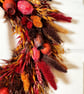 Autumn Brown Red & Orange Dried Wreath 35cm – Harvest Door Decor with Velvet Rib - Image 3