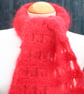 Crochet Broomstick Lace Scarf in Red Mohair - Image 2